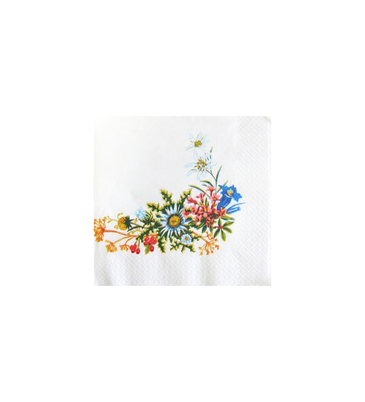 Serviette Alpenblumen 33 x 33 cm