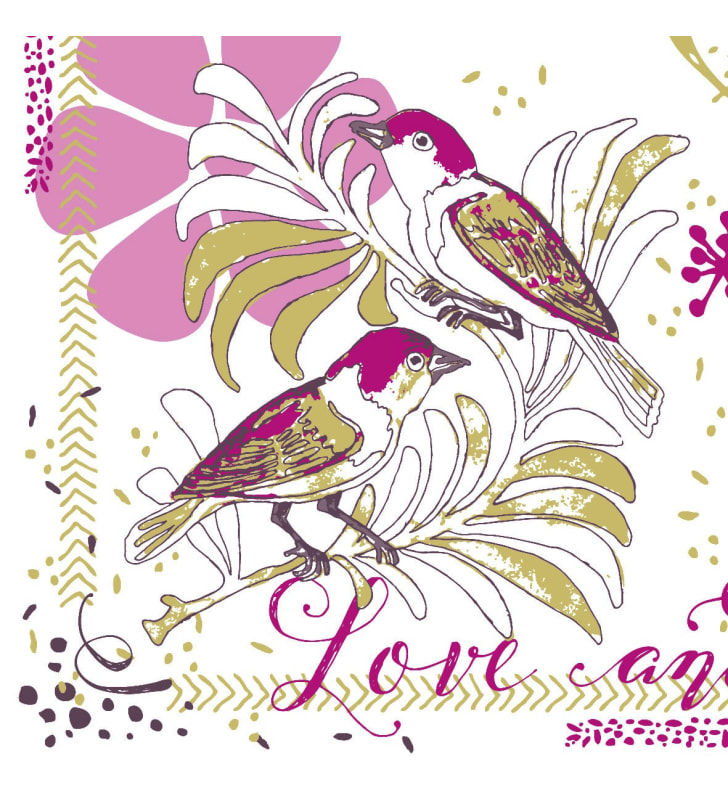 Servietten Airlaid Love & Birds Bordeaux