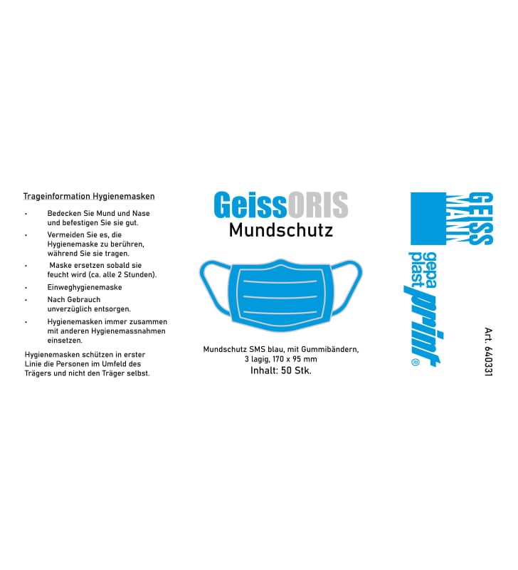 Mundschutz Maskenschutz GeissORIS blau Mundschutz Maskenschutz GeissORIS blau