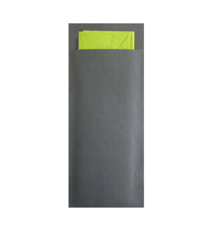 Servietten Bestecktasche Papier Grau/Lime Servietten Bestecktasche Papier Grau/Lime