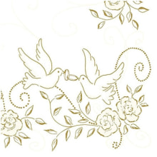Servietten Airlaid Hochzeit crème-gold 40x40 cm 1/4 Falz
