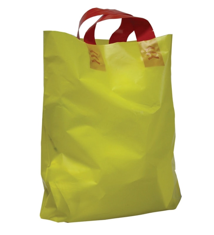 Schlaufentragtasche MDPE gelb 320x320+80 mm 