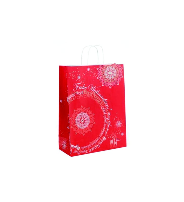 Toptwist Tragtasche Phantasie Weihnacht rot/silber 24x11x31 cm